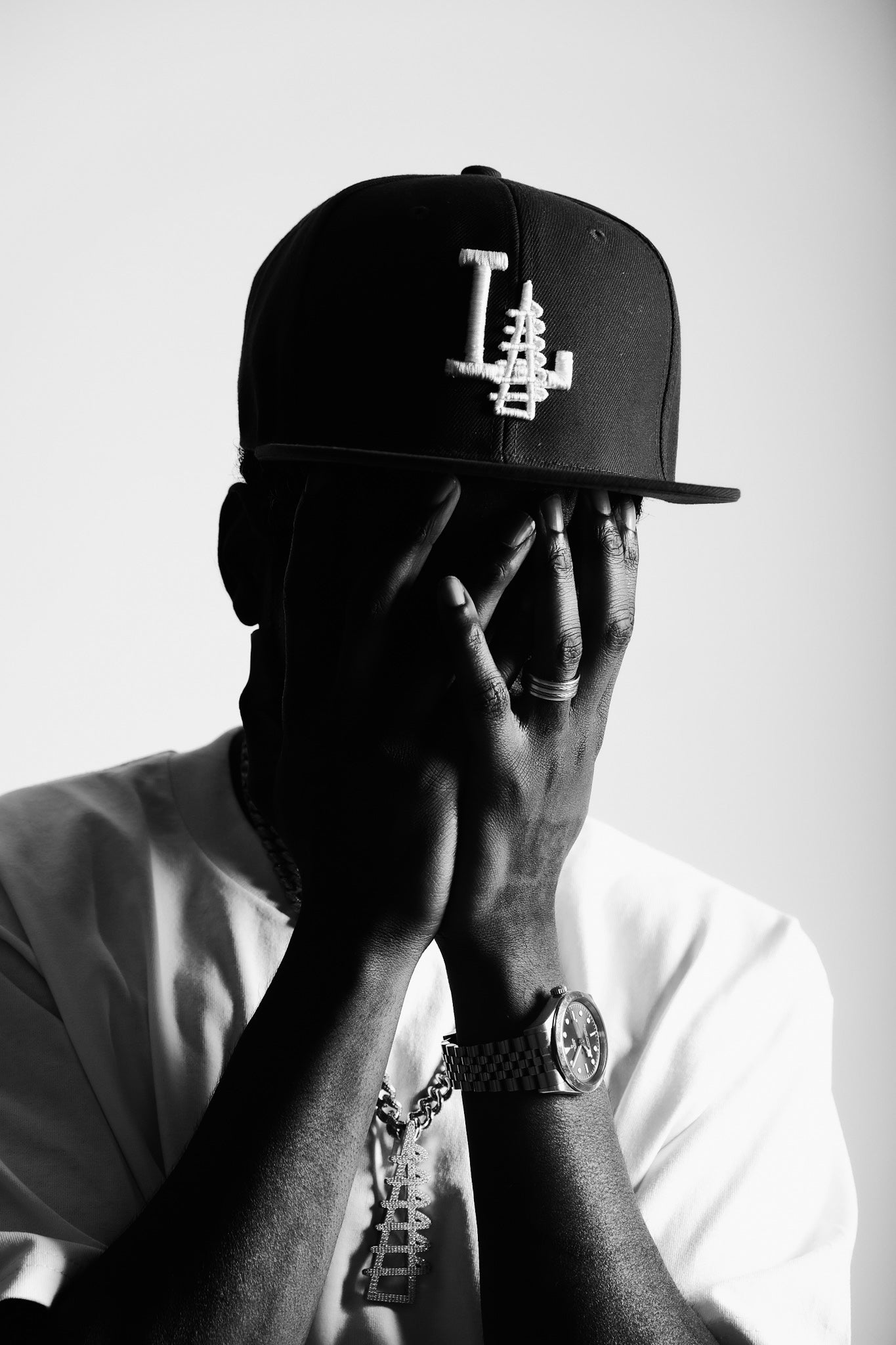 WATTS ANGELES Tower - All Black Snapback / White Stitching